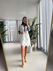 Ms Fistolu Denim Yaka Detaylı Elbise
