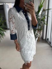 Ms Fistolu Denim Yaka Detaylı Elbise