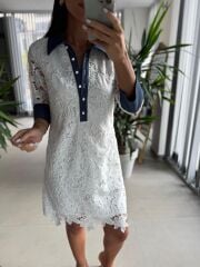 Ms Fistolu Denim Yaka Detaylı Elbise