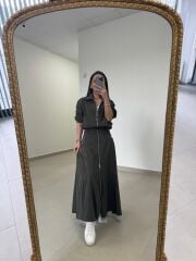 Nx 2830 Premium Fermuar Detaylı Haki Ceketli Takım