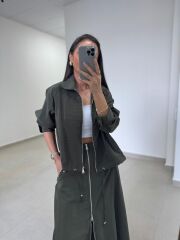 Nx 2830 Premium Fermuar Detaylı Haki Ceketli Takım