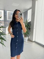 Bb 27888 Denim Kalem Gömlek Elbise