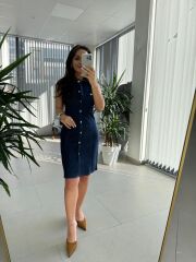 Bb 27888 Denim Kalem Gömlek Elbise
