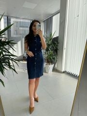 Bb 27888 Denim Kalem Gömlek Elbise