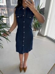 Bb 27888 Denim Kalem Gömlek Elbise