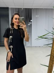 Sg Fiyonk Detaylı Siyah Elbise