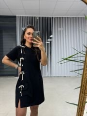 Sg Fiyonk Detaylı Siyah Elbise