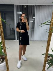 Sg Fiyonk Detaylı Siyah Elbise