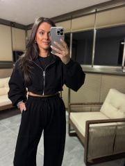 Mk Kapüşonlu Siyah Modal Takım