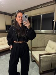 Mk Kapüşonlu Siyah Modal Takım