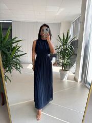 Sv 2902 Drapeli Maksiboy Laci Şifon Elbise