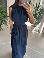 Sv 2902 Drapeli Maksiboy Laci Şifon Elbise