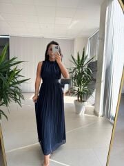 Sv 2902 Drapeli Maksiboy Laci Şifon Elbise