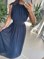 Sv 2902 Drapeli Maksiboy Laci Şifon Elbise