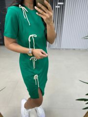 Sg Fiyonk Detaylı Yeşil Elbise