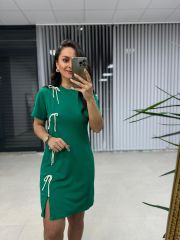 Sg Fiyonk Detaylı Yeşil Elbise