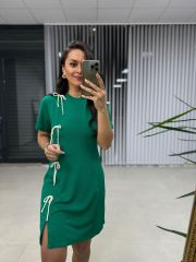 Sg Fiyonk Detaylı Yeşil Elbise