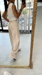 Agraflı Palazzo Taş Pantolon