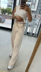 Agraflı Palazzo Taş Pantolon