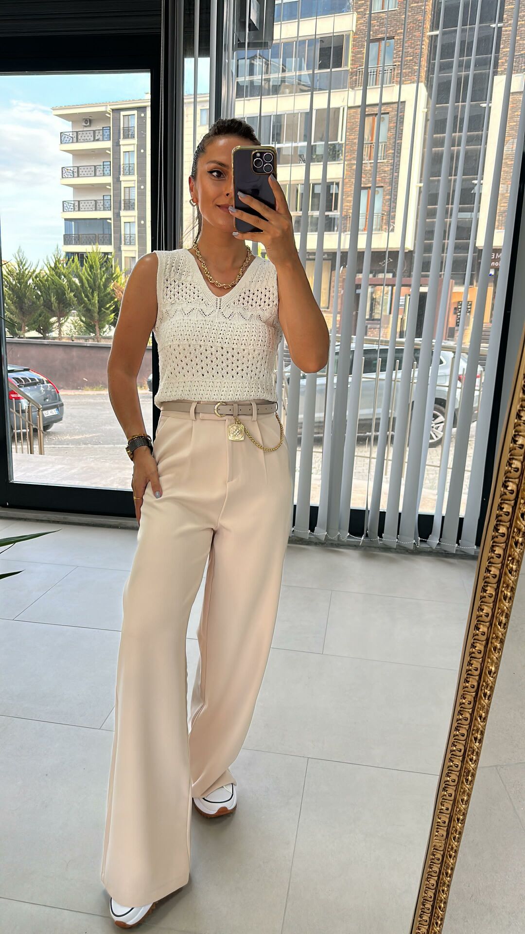 Agraflı Palazzo Taş Pantolon