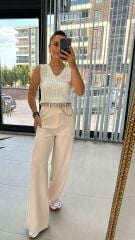 Agraflı Palazzo Taş Pantolon