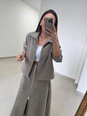 Nx 2830 Premium Fermuar Detaylı Çağla Yeşili Ceketli Takım