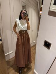 Mz 22402 Tarçın Poplin Etek