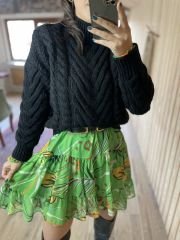 Green string tie chiffon dress
