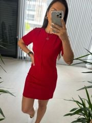 My 3364 Crep Dikişli Kırmızı Kalem Elbise