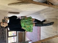 Green string tie chiffon dress
