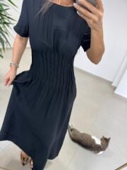 Ms 257 Nevürlü Modal Siyah Elbise