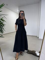Ms 257 Nevürlü Modal Siyah Elbise