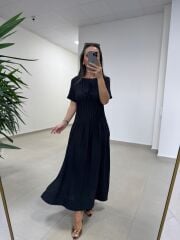 Ms 257 Nevürlü Modal Siyah Elbise