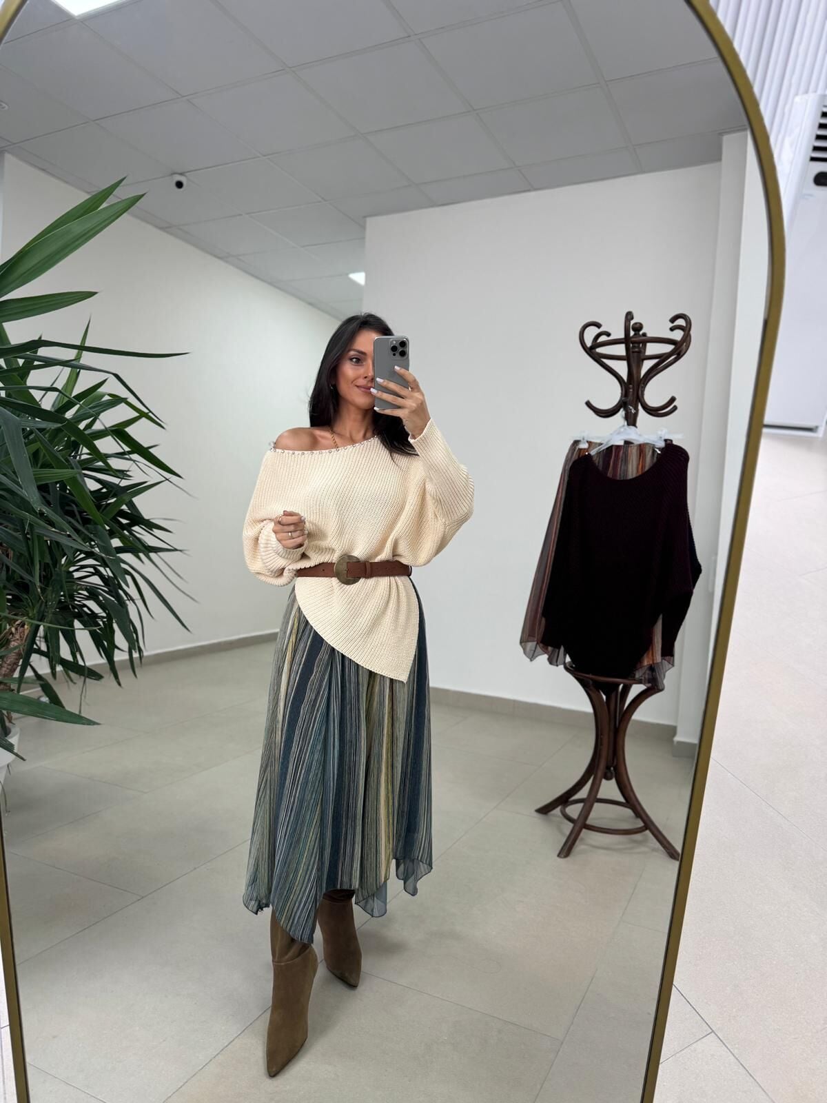 La 2519 Lila Yeşil Geçişli Şifon Etek