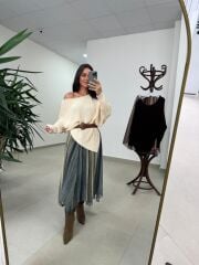 La 2519 Lila Yeşil Geçişli Şifon Etek