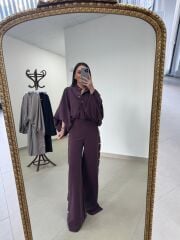 Kd 7909 Tasarım Çıt Çıt Detaylı Mürdüm Takım