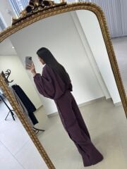 Kd 7909 Tasarım Çıt Çıt Detaylı Mürdüm Takım