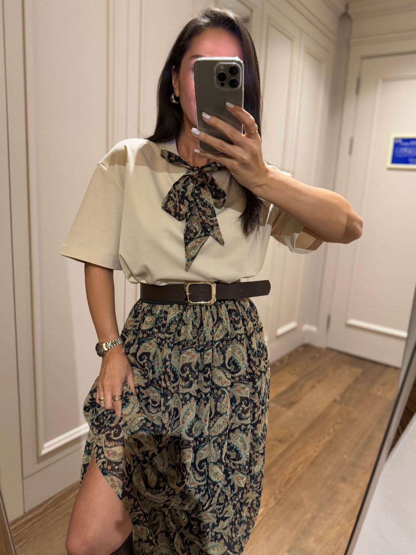 Mz 22689 Fular Detaylı Taş Bluz