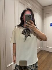 Mz 22689 Fular Detaylı Taş Bluz