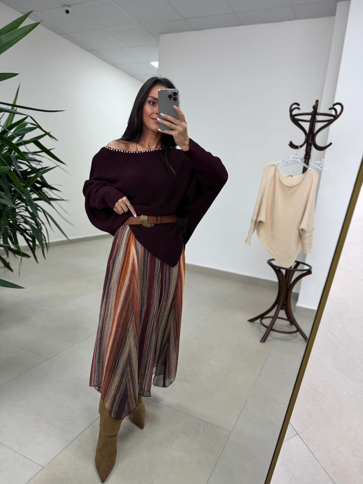 La 2519 Turuncu Yeşil Geçişli Şifon Etek