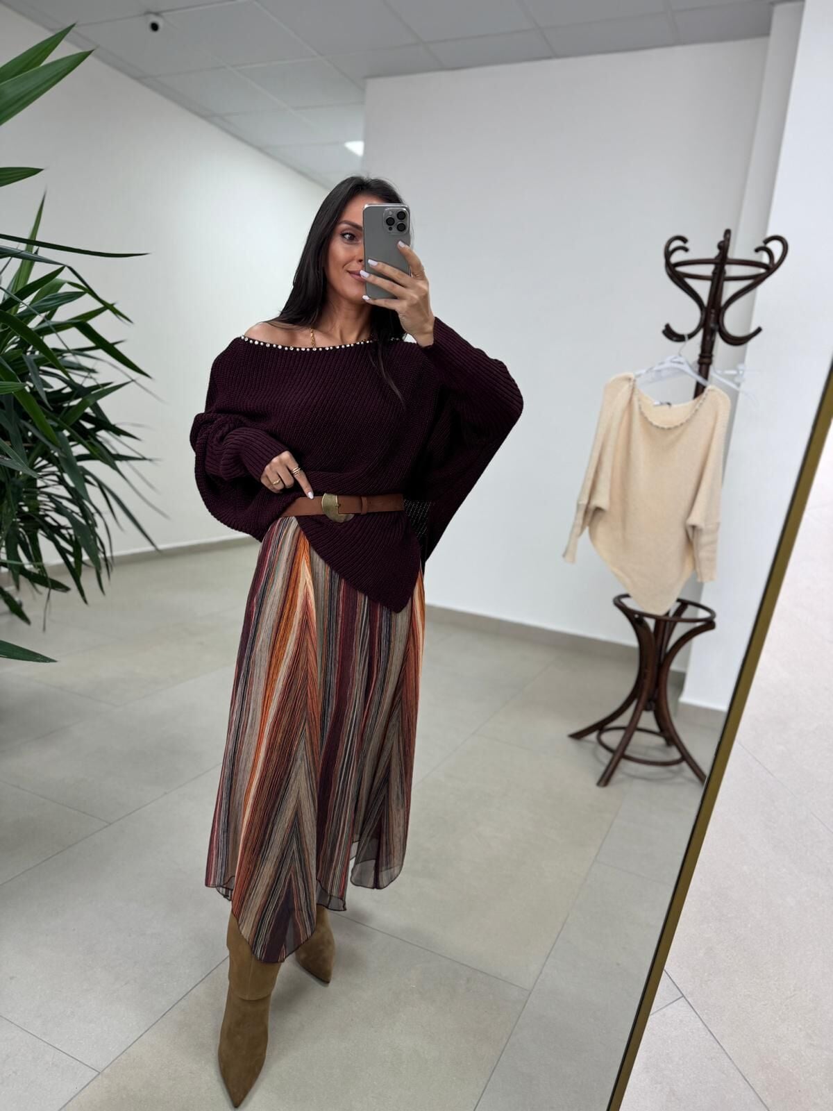 La 2519 Turuncu Yeşil Geçişli Şifon Etek