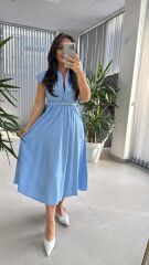 My 3440 Bebe Mavi Kemerli Elbise