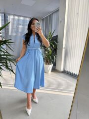 My 3440 Bebe Mavi Kemerli Elbise