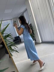 My 3440 Bebe Mavi Kemerli Elbise