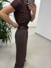 Dv 60980 Sedef Düğmeli A.Kahve Kısa Kollu Hırka