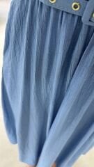 My 3440 Bebe Mavi Kemerli Elbise