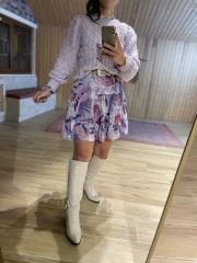 Mor ipli şifon elbise