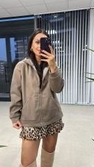 Kaşe Kapüşonlu Vizon Mont