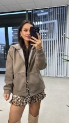 Kaşe Kapüşonlu Vizon Mont