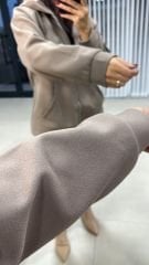 Kaşe Kapüşonlu Vizon Mont